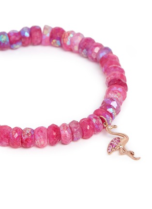 Detail View - Click To Enlarge - SYDNEY EVAN - Diamond sapphire 14k rose gold flamingo charm gemstone bead bracelet