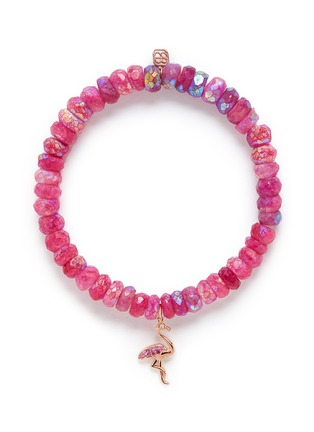 Main View - Click To Enlarge - SYDNEY EVAN - Diamond sapphire 14k rose gold flamingo charm gemstone bead bracelet