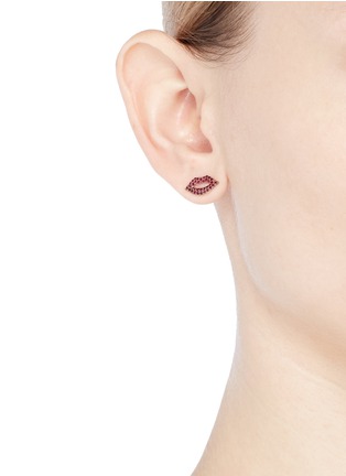 Figure View - Click To Enlarge - SYDNEY EVAN - Ruby 14k rose gold lips single stud earring