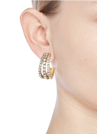 Figure View - Click To Enlarge - ERICKSON BEAMON - Swarovski crystal cutout hoop earrings