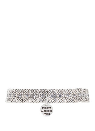 Main View - Click To Enlarge - PHILIPPE AUDIBERT - 'Betty' Swarovski crystal textured plate elastic bracelet