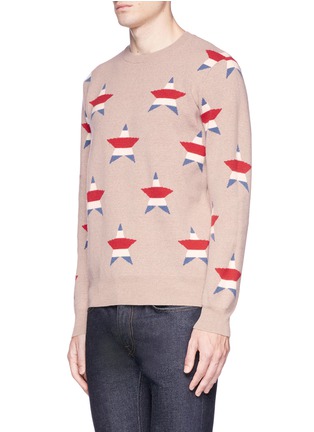 Front View - Click To Enlarge - MAISON KITSUNÉ - Star jacquard merino wool-cashmere sweater