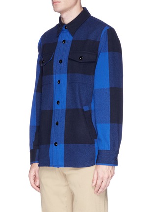 Front View - Click To Enlarge - MAISON KITSUNÉ - Check plaid brushed twill shirt jacket