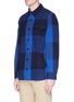 Front View - Click To Enlarge - MAISON KITSUNÉ - Check plaid brushed twill shirt jacket