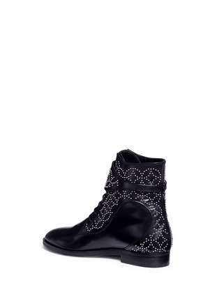Detail View - Click To Enlarge - ALAÏA - Geometric studded lace-up leather boots