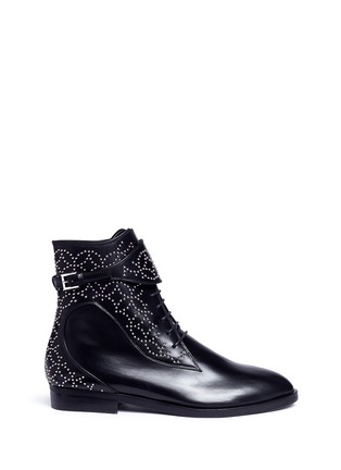 Main View - Click To Enlarge - ALAÏA - Geometric studded lace-up leather boots