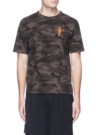 Main View - Click To Enlarge - BEN TAVERNITI UNRAVEL PROJECT  - Logo embroidered camouflage print T-shirt