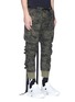 Front View - Click To Enlarge - BEN TAVERNITI UNRAVEL PROJECT  - Camouflage print drop crotch canvas cargo pants