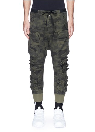 Main View - Click To Enlarge - BEN TAVERNITI UNRAVEL PROJECT  - Camouflage print drop crotch canvas cargo pants