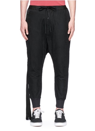 Main View - Click To Enlarge - BEN TAVERNITI UNRAVEL PROJECT  - Waxed drop crotch cropped jogging pants