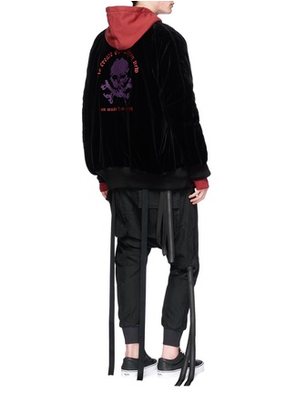 Figure View - Click To Enlarge - BEN TAVERNITI UNRAVEL PROJECT  - Skull embroidered oversized velvet souvenir jacket