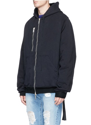 Detail View - Click To Enlarge - BEN TAVERNITI UNRAVEL PROJECT  - Reversible zip hoodie cropped bomber jacket
