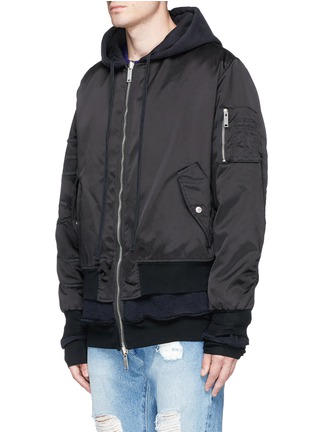 Front View - Click To Enlarge - BEN TAVERNITI UNRAVEL PROJECT  - Reversible zip hoodie cropped bomber jacket