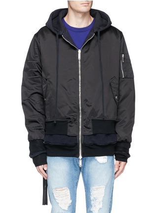 Main View - Click To Enlarge - BEN TAVERNITI UNRAVEL PROJECT  - Reversible zip hoodie cropped bomber jacket