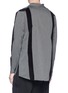 Back View - Click To Enlarge - 71511 - 'Saki' velvet trim stripe twill wrap kimono shirt