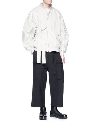 Figure View - Click To Enlarge - 71511 - 'Jerrit' ruched cocoon sleeve canvas bomber jacket