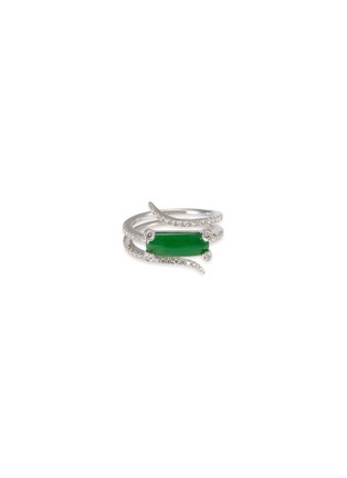 Main View - Click To Enlarge - SAMUEL KUNG - Diamond jadeite 18k white gold cutout ring