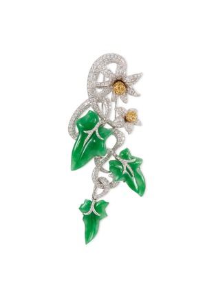Main View - Click To Enlarge - SAMUEL KUNG - Diamond jadeite 18k white gold leave brooch