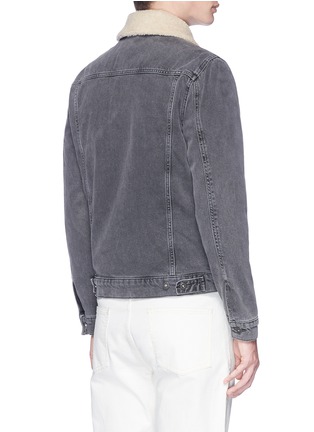 Back View - Click To Enlarge - TOPMAN - Faux shearling collar denim jacket