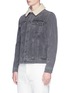 Front View - Click To Enlarge - TOPMAN - Faux shearling collar denim jacket
