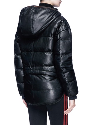 Back View - Click To Enlarge - TEMPLA - Lambskin leather cropped down puffer jacket