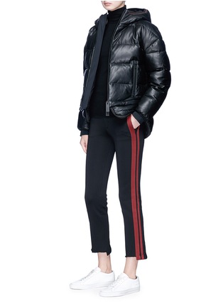 Figure View - Click To Enlarge - TEMPLA - Lambskin leather cropped down puffer jacket