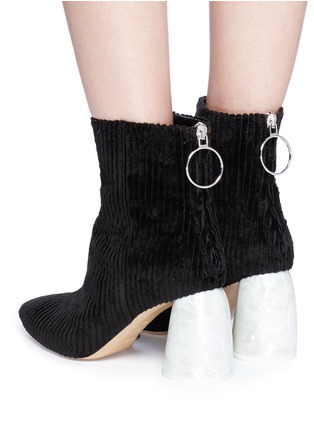 Front View - Click To Enlarge - ELLERY - Pearlescent marble effect heel velvet ankle boots