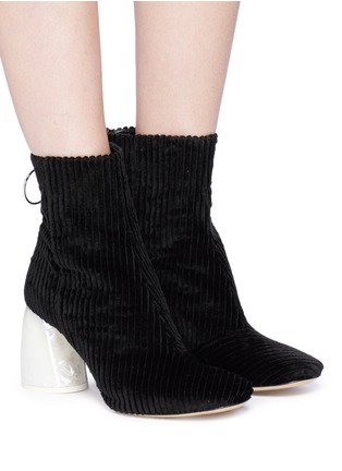Figure View - Click To Enlarge - ELLERY - Pearlescent marble effect heel velvet ankle boots