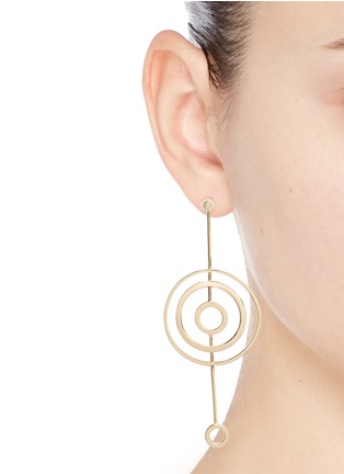 Figure View - Click To Enlarge - MICHELLE CAMPBELL - 'Solar System' 14k gold plated cutout bar drop earrings