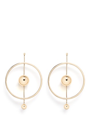 Main View - Click To Enlarge - MICHELLE CAMPBELL - 'Dual Orbit' 14k gold plated beaded bar hoop earrings