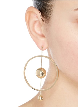 Figure View - Click To Enlarge - MICHELLE CAMPBELL - 'Dual Orbit' 14k gold plated beaded bar hoop earrings