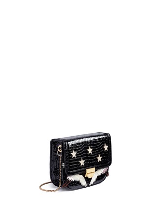 Detail View - Click To Enlarge - VENNA - Cubic zirconia star crane patch patent leather bag