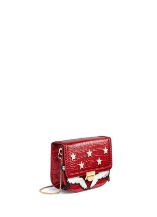 Detail View - Click To Enlarge - VENNA - Cubic zirconia star crane patch leather bag