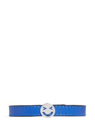 Main View - Click To Enlarge - RUIFIER - 'Merry' silver face charm leather bracelet