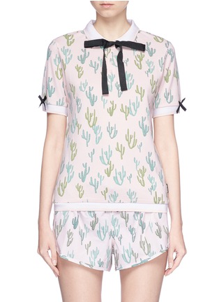 Main View - Click To Enlarge - THE UPSIDE - Grosgrain bow cactus print polo shirt