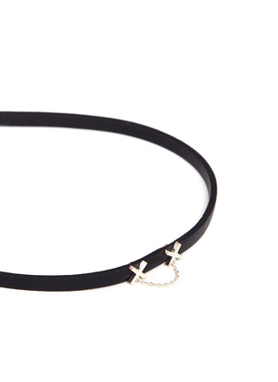 Detail View - Click To Enlarge - RUIFIER - 'X2 Eyes' silver charm leather choker