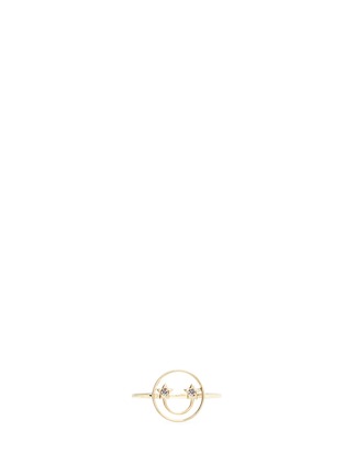 Main View - Click To Enlarge - RUIFIER - 'Beck' diamond 14k yellow gold face charm ring