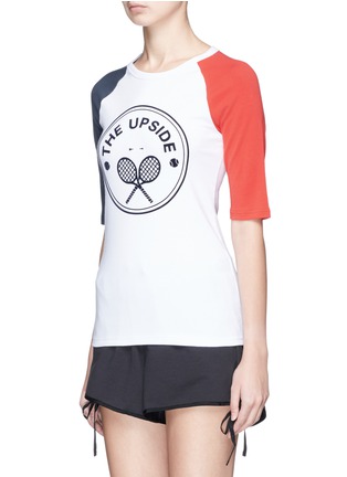Front View - Click To Enlarge - THE UPSIDE - Colourblock tennis logo T-shirt