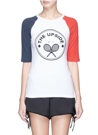 Main View - Click To Enlarge - THE UPSIDE - Colourblock tennis logo T-shirt