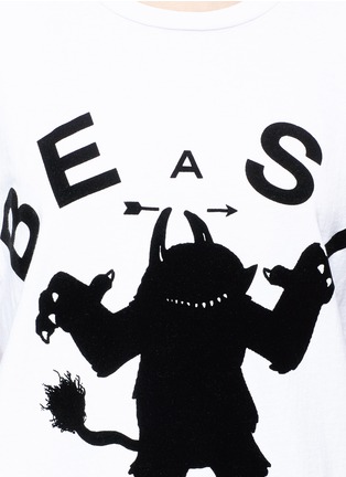 Detail View - Click To Enlarge - THE UPSIDE - 'Beast' slogan monster flock print T-shirt
