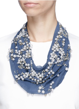 Figure View - Click To Enlarge - MIGNONNE GAVIGAN - 'Harper' embellished silk crépon scarf necklace