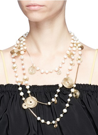 Figure View - Click To Enlarge - ROSANTICA - 'Armonia' faux pearl swirl charm long necklace