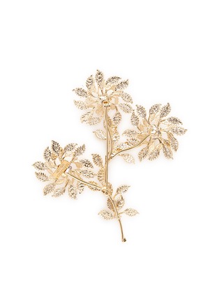 Detail View - Click To Enlarge - ROSANTICA - 'Grace' faux pearl leaf branch brooch