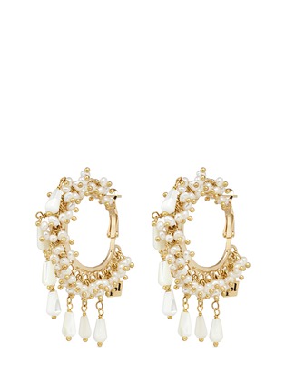 Main View - Click To Enlarge - ROSANTICA - 'Pascoli' faux pearl cluster fringe hoop earrings