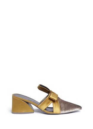 Main View - Click To Enlarge - MERCEDES CASTILLO - 'Blanche' satin origami bow velvet mules