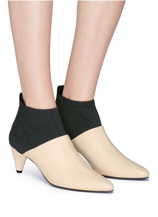 Figure View - Click To Enlarge - MERCEDES CASTILLO - 'Addie' neoprene panel colourblock leather booties