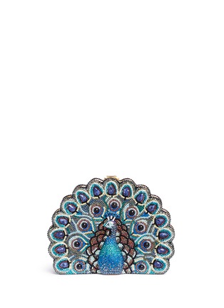 Main View - Click To Enlarge - JUDITH LEIBER - 'Peakaboo Peacock' crystal pavé minaudière