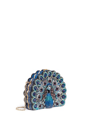 Figure View - Click To Enlarge - JUDITH LEIBER - 'Peakaboo Peacock' crystal pavé minaudière