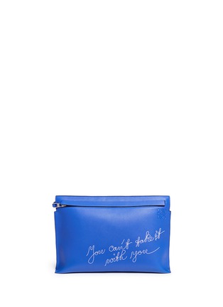 Main View - Click To Enlarge - LOEWE - 'T Cant Take It' slogan embroidered leather pouch