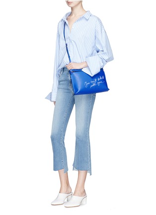 Figure View - Click To Enlarge - LOEWE - 'T Cant Take It' slogan embroidered leather pouch